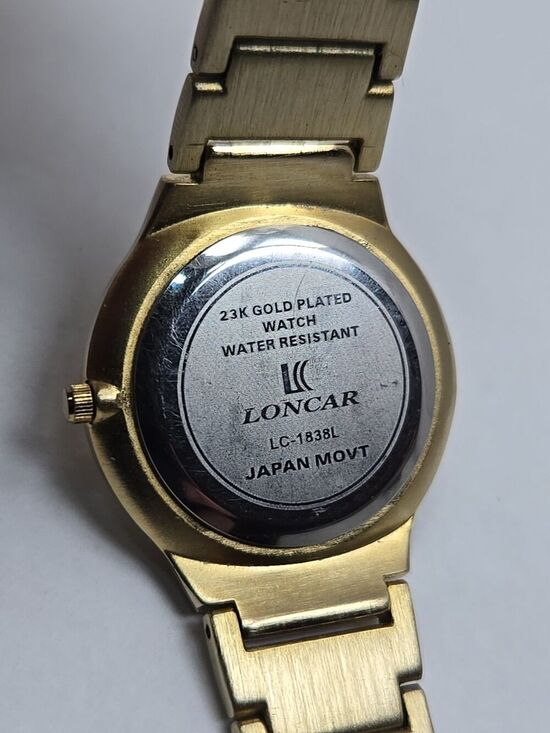 Loncar LC-1838L Womens Quartz 23K Gold Plated Date Watch 32mm Dress New Battery main image 10